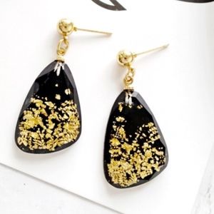 Gold and Black sprinkled earrings
